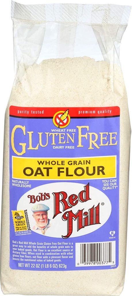 bobs red mill gluten free oat flour isolated on white background