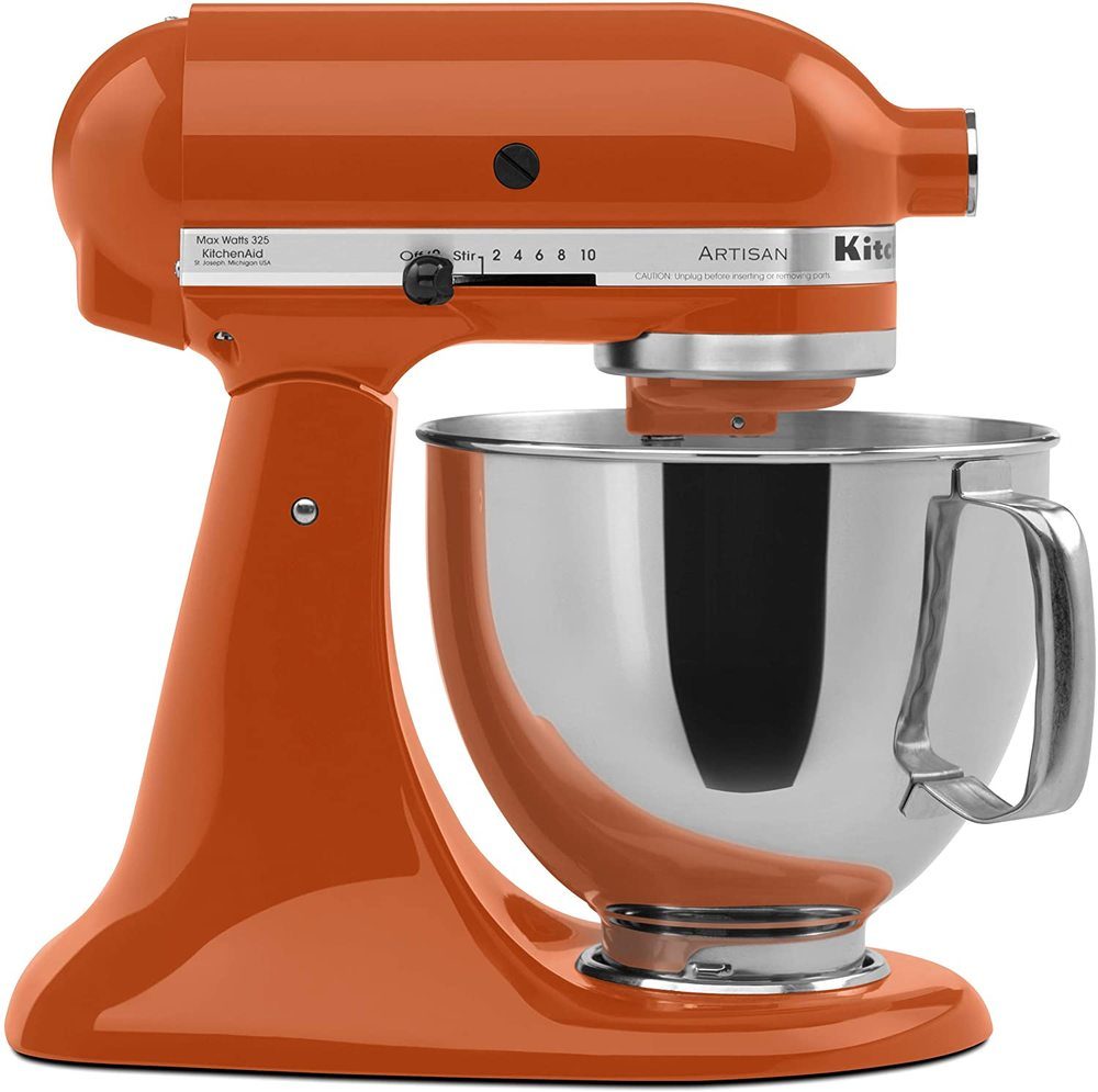 kitchenaid artisan series 5 quart stand mixer with pouring shield isolated on white background